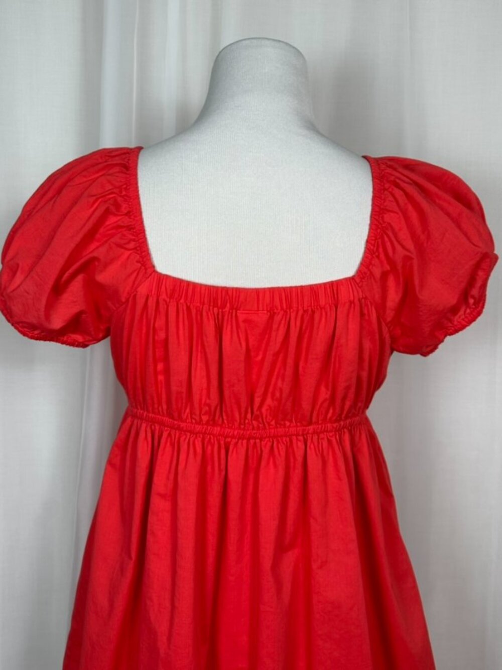 Abound Red Puff Sleeve Babydoll Mini Dress Juniors Medium Empire Coquette Twee - Picture 4 of 7